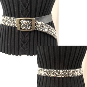 Unbranded Sz L Genuine Leather Black Studded Belt